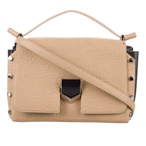Jimmy Choo Lockett City Grainy Leather Beige Bag - Picture 1 of 14
